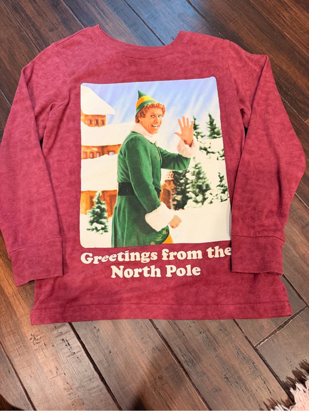ELF Red Holiday Sweatshirt with North Pole Graphic
